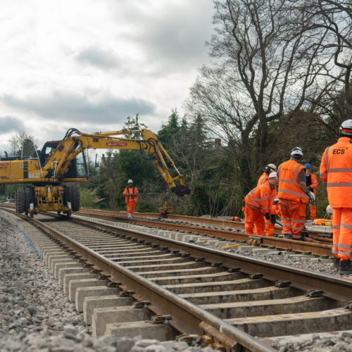 People in orange high vis working on the railway