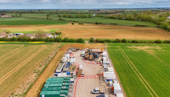 videos Aerial shot showing drilling area, and fields beyond