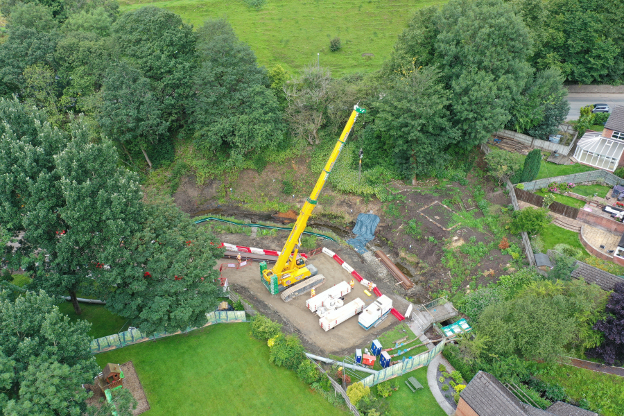 38t excavator and Movax at the Rochdale and Littleborough FRMS
