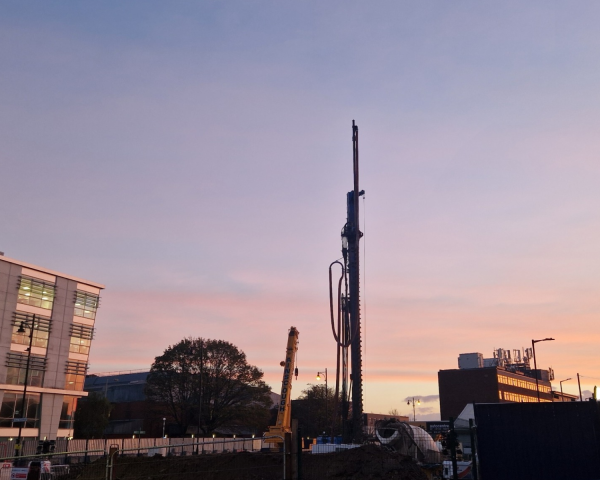 Picture of piling rig on site at Stockport.