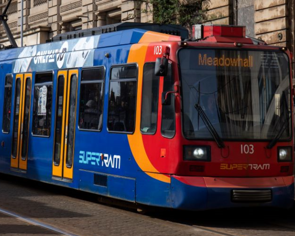 sheffield supertram on street