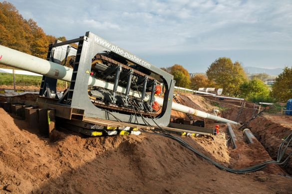 A pipe pusher on site.